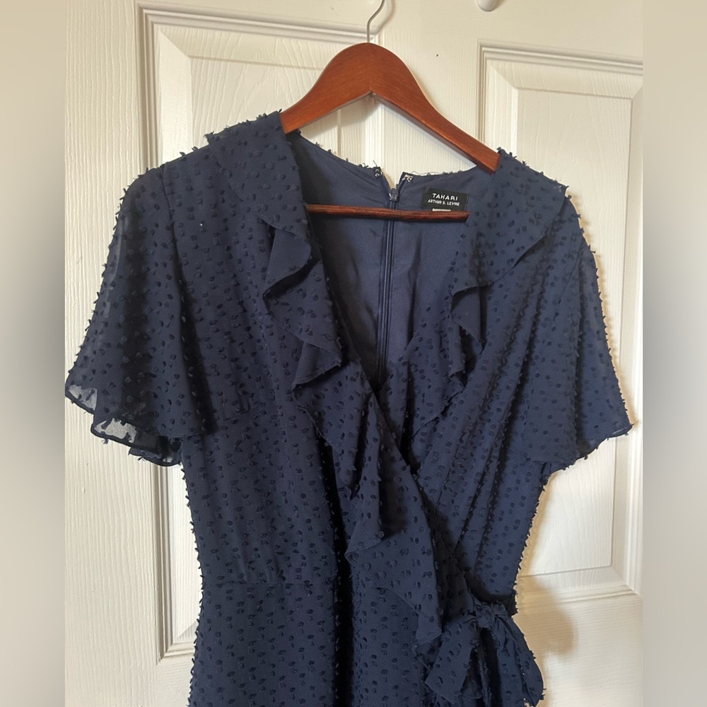 Tahari Midnight Blue Textured Dress - Picture 3 of 4